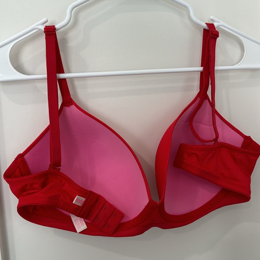PINK - bra in size 34DD wireless / unwired. color: red. in great condition - Picture 3 of 6